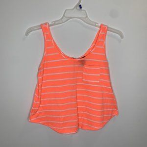 Rue 21 Womens M Coral/White Striped Sleeveless Top Blouse Shirt